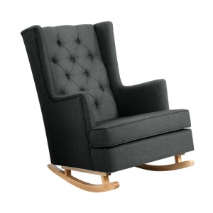 Artiss Rocking Chair Armchair, Linen Fabric, Charcoal, 103x82.5x72cm, Convertible, Tufted Wingback Comfort