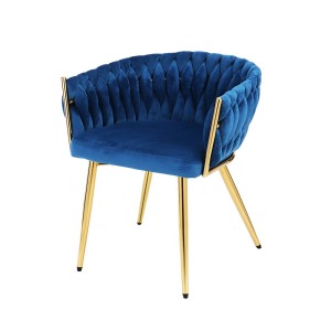 Artiss Dining Chair Velvet Weaving Armchair, Blue, 60x50x69cm - Luxurious Comfort, Sturdy Design, 150kg Capacity