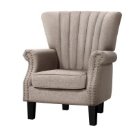 Artiss Armchair, Linen Fabric, Full-Size, Beige, 76x75x93cm, Wingback Design, Elegant Button Studs, Durable Comfort