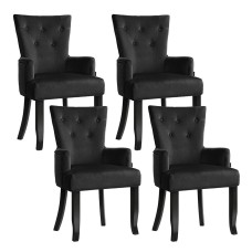 Artiss Cayes Black Velvet French Provincial Dining Chairs, 4-Pack – 54x62x96cm, Tufted Design, Rubber Wood Legs Artiss Cayes Black Velvet French Provincial Dining Chairs, 4-Pack – 54x62x96cm, Tufted Design, Rubber Wood Legs