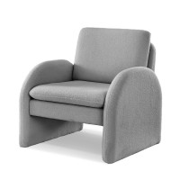Artiss Bouclé Grey Armchair - Curved Arm, Pine Frame, 150kg Capacity, 75x76x87cm - Stylish Accent Chair for Home