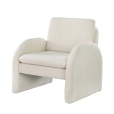 Artiss Bouclé White Armchair Accent Chair Lounge Tub Sofa, Curved Arm, Pine Wood, 75x76x87cm, 150kg Capacity Artiss Bouclé White Armchair Accent Chair Lounge Tub Sofa, Curved Arm, Pine Wood, 75x76x87cm, 150kg Capacity