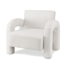 Artiss Bouclé White Armchair - Curved Seat, Pine Wood Frame, 150kg Capacity, Easy Assembly, 86x82x76cm Lounge Sofa Artiss Bouclé White Armchair - Curved Seat, Pine Wood Frame, 150kg Capacity, Easy Assembly, 86x82x76cm Lounge Sofa