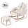 Artiss Bouclé Rocking Armchair and Ottoman Set White, Rubberwood Frame, Thick Foam, Waist Pillow, 150kg Capacity