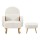 Artiss Bouclé Rocking Armchair and Ottoman Set White, Rubberwood Frame, Thick Foam, Waist Pillow, 150kg Capacity