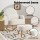 Artiss Bouclé Rocking Armchair and Ottoman Set White, Rubberwood Frame, Thick Foam, Waist Pillow, 150kg Capacity