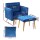 Artiss Velvet Armchair and Ottoman Set Blue, Adjustable Backrest, Tufted Upholstery, Pine Frame, Pillow Included