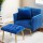 Artiss Velvet Armchair and Ottoman Set Blue, Adjustable Backrest, Tufted Upholstery, Pine Frame, Pillow Included