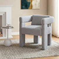 Artiss Boucle Armchair Grey Accent Chair Lounge Sofa with Pine Wood Legs and Wide Armrests 150kg Capacity