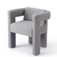 Artiss Boucle Armchair Grey Accent Chair Lounge Sofa with Pine Wood Legs and Wide Armrests 150kg Capacity