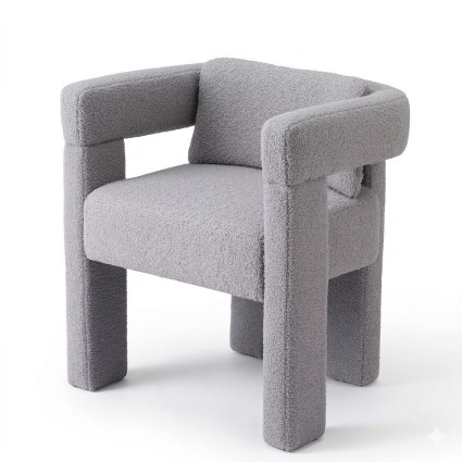 Artiss Boucle Armchair Grey Accent Chair Lounge Sofa with Pine Wood Legs and Wide Armrests 150kg Capacity