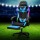 Artiss 6-Point Massage Gaming Office Chair Cyan Blue, PU Leather, 7 LED Colours, Reclining, Footrest, 150kg Capacity