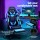 Artiss 6-Point Massage Gaming Office Chair Cyan Blue, PU Leather, 7 LED Colours, Reclining, Footrest, 150kg Capacity