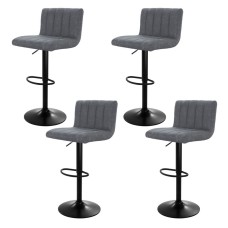 Artiss 4x Como Bar Stools - Vintage Grey Leather, Adjustable Height, 360° Swivel, High Back, Floor Protector