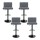Artiss 4x Como Bar Stools - Vintage Grey Leather, Adjustable Height, 360° Swivel, High Back, Floor Protector