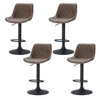 Artiss Rushal 4x Bar Stools - Vintage Brown Leather, Adjustable Gas Lift, 360° Swivel, Elegant Design, 1-Year Warranty