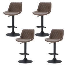 Artiss Rushal 4x Bar Stools - Vintage Brown Leather, Adjustable Gas Lift, 360° Swivel, Elegant Design, 1-Year Warranty