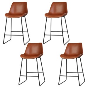 Artiss 4-Piece Brown Bar Stools Set - PU Leather, Metal Legs, 70cm Seat Height, Luxurious Design, Easy Assembly