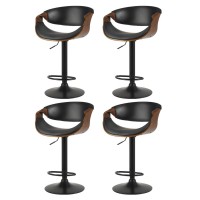 Artiss Bar Stools Set of 4, PU Leather, Adjustable Height, Black, 60-83cm, Contemporary Design with Armrest