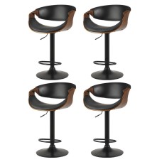 Artiss Bar Stools Set of 4, PU Leather, Adjustable Height, Black, 60-83cm, Contemporary Design with Armrest