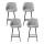 Artiss 4x Bar Stools Linen Upholstered, 60cm Counter Height, Curved Wing Backrest, Metal Legs, Grey/Black, Set of 4