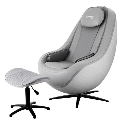 Livemor 3D Roli Electric Massage Chair Recliner, Zero Gravity, 133cm SL-Track, Heated Waist, Bluetooth, Grey PU Leather