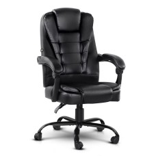 Artiss Massage Office Chair Black PU Leather Ergonomic Executive Computer Gaming Chair Reclining with Vibration Massage