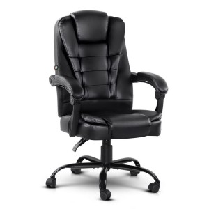 Artiss Massage Office Chair Black PU Leather Ergonomic Executive Computer Gaming Chair Reclining with Vibration Massage