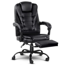 Artiss 2-Point Massage Office Chair, Black PU Leather Recliner with Adjustable Footrest, 360° Swivel, Up to 150° Recline Artiss 2-Point Massage Office Chair, Black PU Leather Recliner with Adjustable Footrest, 360° Swivel, Up to 150° Recline