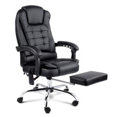 Artiss 8-Point Massage Office Chair, PU Leather, Reclining, Heated Lumbar, Remote, Footrest, Black, Adjustable Height Artiss 8-Point Massage Office Chair, PU Leather, Reclining, Heated Lumbar, Remote, Footrest, Black, Adjustable Height