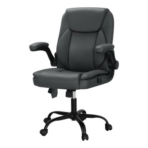 Artiss 2 Point Massage Office Chair Grey PU Leather, Mid Back, Ergonomic, Adjustable Height, Lumbar Support