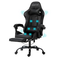 Artiss Ergonomic 6-Point Massage Gaming Office Chair with Footrest, Black - Ultimate Comfort & Style