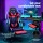 Artiss 6-Point Massage Gaming Office Chair - PU Leather, LED Lights, Recline, Footrest, 360° Swivel, Red, 150kg Capacity