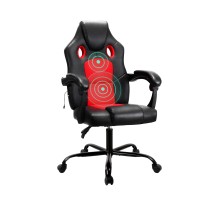 Artiss Khir 2-Point Massage Gaming Office Chair, PU Leather, Adjustable Recline, Red - High-Back Comfort & Mobility