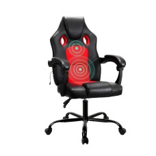 Artiss Khir 2-Point Massage Gaming Office Chair, PU Leather, Adjustable Recline, Red - High-Back Comfort & Mobility