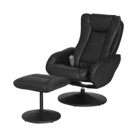 Artiss Recliner Chair Ottoman, PU Leather, Black, 57x79x104cm, Heated Massage, Ergonomic Comfort, Relaxation Lounge