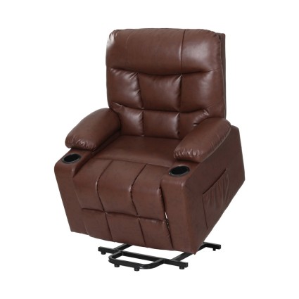 Artiss Recliner Chair Lift Assist Heated Massage Leather - 8-Point Comfort, Remote Control, Ergonomic, 180kg Capacity