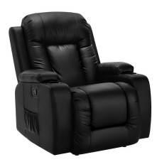 Artiss Recliner Chair: Electric Heated Massage, PU Leather, 8-Point Massage, 180kg Capacity, Adjustable & Stylish Black