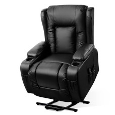 Artiss Recliner Chair Lift Assist Heated Massage - Premium PU Leather, 8-Point Massage, Adjustable, 180kg Capacity