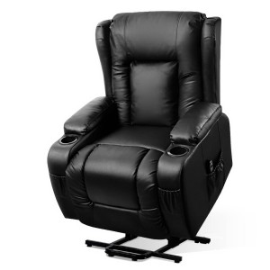 Artiss Recliner Chair Lift Assist Heated Massage - Premium PU Leather, 8-Point Massage, Adjustable, 180kg Capacity