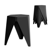 Artiss Puzzle Stool Set, Polypropylene, 36x32x45cm, Black, Stackable Bar Stools, Versatile Indoor/Outdoor Use