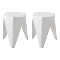 ArtissIn Bar Stools, Polypropylene, 36x32x45cm, White, Stylish Stackable Seating for Indoor & Outdoor Use, Set of 2