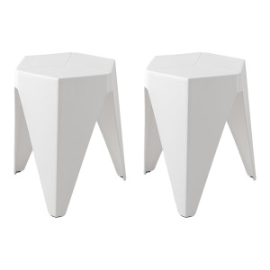ArtissIn Bar Stools, Polypropylene, 36x32x45cm, White, Stylish Stackable Seating for Indoor & Outdoor Use, Set of 2