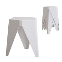 Artiss Puzzle Stool Set, Polypropylene, White, 36x32x45cm, Stackable Bar Stools, Versatile Indoor/Outdoor Use