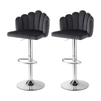 Artiss Velvet Bar Stools X2 - Adjustable, Ergonomic, 120kg Capacity, Grey, 86-108cm, Gaslift, Anti-Slip, Easy Assembly