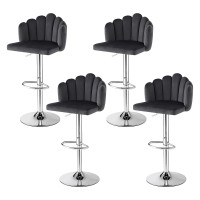 Artiss Velvet Bar Stool Set of 4 - Adjustable Gaslift, Grey, 120kg Capacity, Ergonomic Design, Easy Assembly
