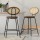 Artiss Raye 4x Bar Stools - Brown PU Leather, Rattan Back, Steel Frame, 150kg Capacity, Easy Assembly