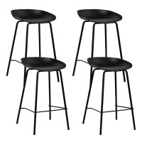 Artiss 4x Black Bar Stools, 67cm Height, Sleek Metal Frame, PP Plastic Seat, Minimalist Design, Anti-Slip Feet
