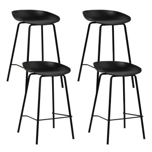Artiss 4x Black Bar Stools, 67cm Height, Sleek Metal Frame, PP Plastic Seat, Minimalist Design, Anti-Slip Feet