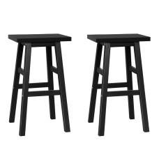 Artiss Baden Bar Stools Set of 2 – Black Beech Wood, 66.5cm High, Sturdy A-Frame, Split-Level Footrest, Anti-Slip